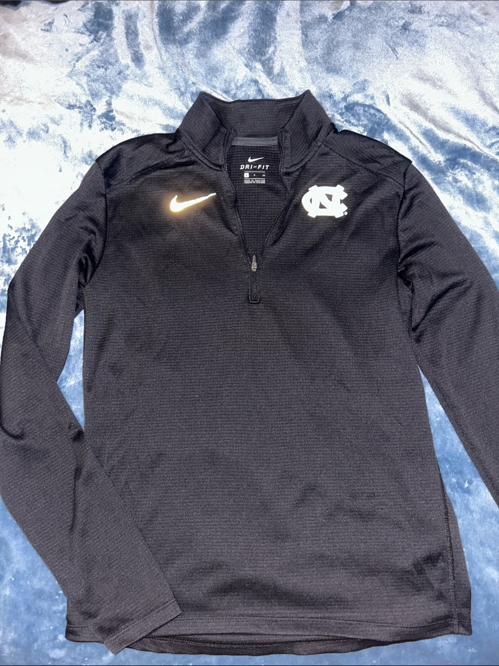 Nike Men's Black Dri-FIT Half-Zip Pullover with White UNC Logo